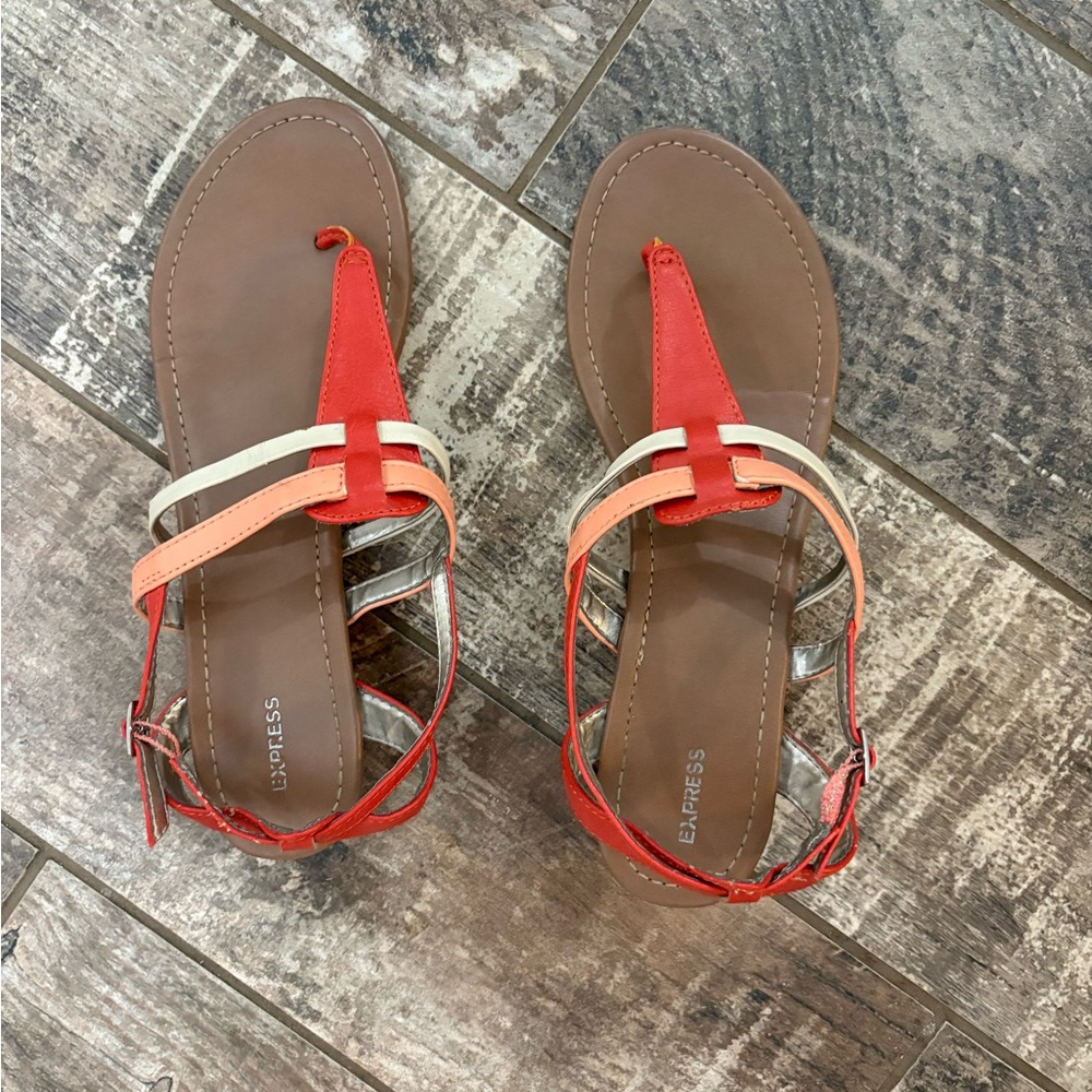 Express Women's Orange & Cream Sandals